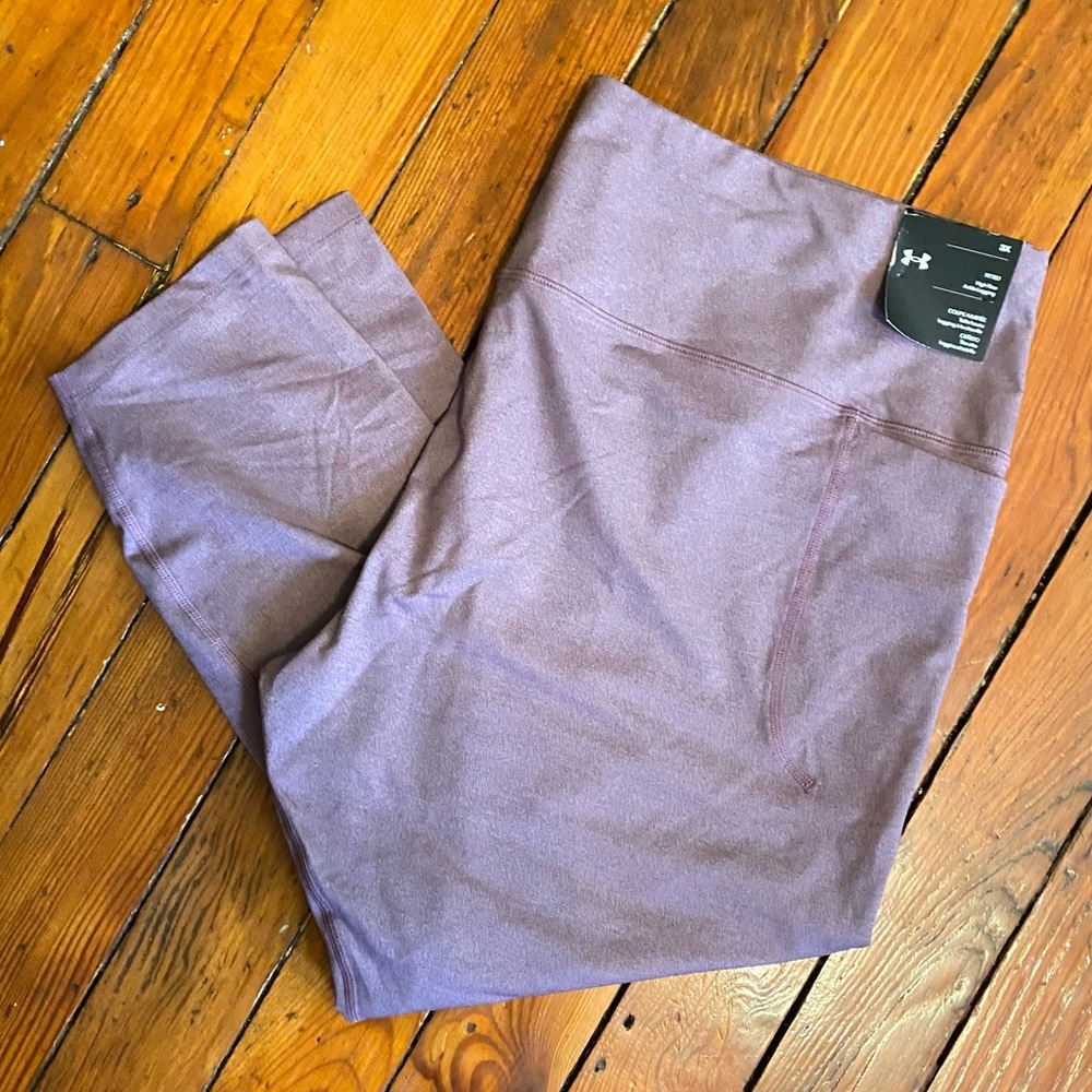 Under Armour Fitted High Rise Ankle Purple Leggings Size 3X with Pockets NWT